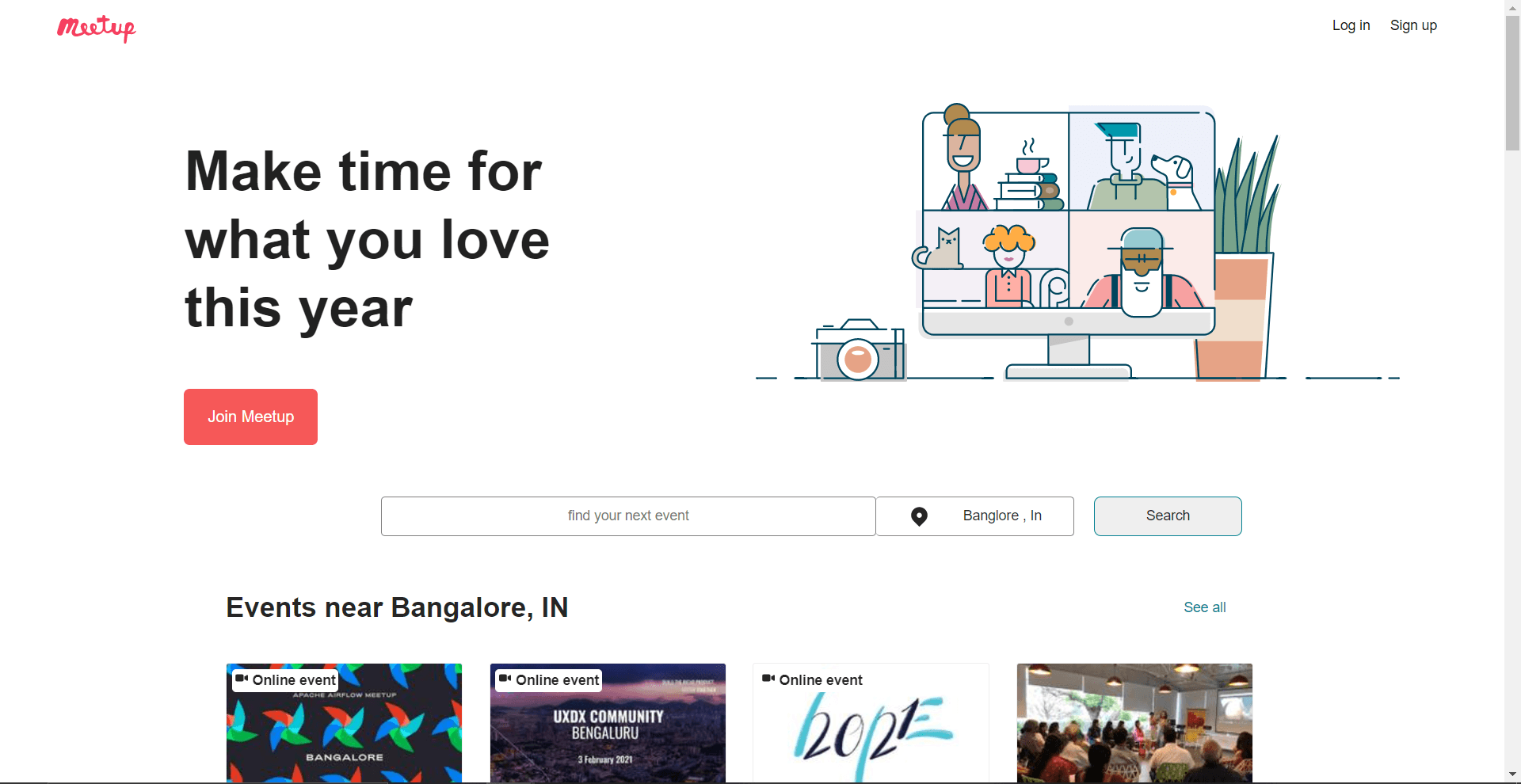 A clone of Meetup website